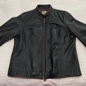 The Territory Ahead Leather Jacket Women’s large. Black with brown